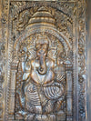 Vintage Ganesha Carved Wooden Door Indian Wall Panel Sculpture 94x43