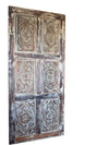 Floral Carved Wood Doors Distressed White Sliding Barn Doors 84x36