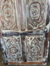 Floral Carved Wood Doors Distressed White Sliding Barn Doors 84x36