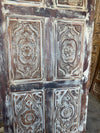 Floral Carved Wood Doors Distressed White Sliding Barn Doors 84x36