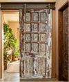 Rustic Farmhouse Barn Door Vintage Carved Blue Accent Hinged Door 