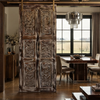 Rustic Carved Wood Door with Brass Studs Barn Door 84x36