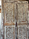 Antique Carved Wood Indian Door with Brass Studs Hinged or Sliding Barn Door 