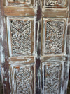 Antique Carved Wood Indian Door with Brass Studs Hinged or Sliding Barn Door 