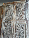 Decorative Carved Wooden Door / Wall Panel – Distressed Whitewashed Finish
