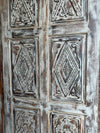 Decorative Carved Wooden Door / Wall Panel – Distressed Whitewashed Finish