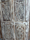 Decorative Carved Wooden Door / Wall Panel – Distressed Whitewashed Finish