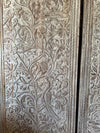 Hand-Carved Wood Tree of Life Wooden Door | Vintage Whitewashed Wall Art 80X36