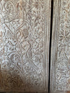 Hand-Carved Wood Tree of Life Wooden Door | Vintage Whitewashed Wall Art 80X36