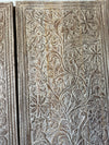 Hand-Carved Wood Tree of Life Wooden Door | Vintage Whitewashed Wall Art 80X36