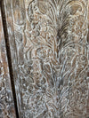 Hand-Carved Wood Tree of Life Wooden Door | Vintage Whitewashed Wall Art 80X36