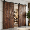 Vintage Barn Door Brown Tribal Hand-Carved Wooden Wall Panel Sliding Door 80