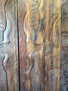 Hand-Carved Tribal Barn Door Rustic Boho Home Decor Wall Panel 80X36