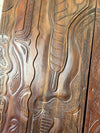 Hand-Carved Tribal Barn Door Rustic Boho Home Decor Wall Panel 80X36