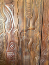 Hand-Carved Tribal Barn Door Rustic Boho Home Decor Wall Panel 80X36