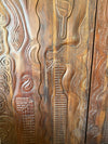 Hand-Carved Tribal Barn Door Rustic Boho Home Decor Wall Panel 80X36