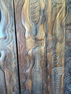 Hand-Carved Tribal Barn Door Rustic Boho Home Decor Wall Panel 80X36