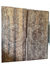Vintage Lotus Mandala Carved Door Solid Reclaimed Wood Sliding Barn Door 80