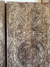Vintage Lotus Mandala Carved Door Solid Reclaimed Wood Sliding Barn Door 80