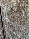 Vintage Lotus Mandala Carved Door Solid Reclaimed Wood Sliding Barn Door 80