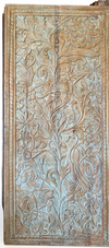 Hand Carved Tree of Life Wooden Wall Panel Barn Door Rustic Floral Wood Art