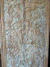 Hand Carved Tree of Life Wooden Wall Panel Barn Door Rustic Floral Wood Art