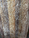 Hand-Carved Tree of Life Wooden Wall Panel Rustic Whitewashed Vintage Barn Door 80