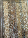 Hand-Carved Tree of Life Wooden Wall Panel Rustic Whitewashed Vintage Barn Door 80