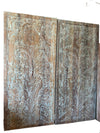 Tree of Life Wood Wall Art Hand Carved Panel Blue Wash Rustic Barn Door 80