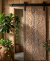 Hand-Carved Tree of Life Wall Panel Rustic Whitewashed Vintage Barn Door 80x36