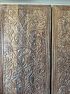 Hand-Carved Tree of Life Wall Panel Rustic Whitewashed Vintage Barn Door 80x36