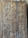 Hand-Carved Tree of Life Wall Panel Rustic Whitewashed Vintage Barn Door 80x36