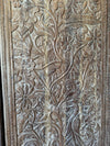 Hand-Carved Tree of Life Wall Panel Rustic Whitewashed Vintage Barn Door 80x36