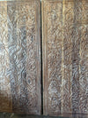 Hand-Carved Tree of Life Wall Panel Rustic Whitewashed Vintage Barn Door 80x36