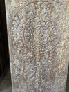 Lotus Mandala Barn Door Carved Vintage Reclaimed Wood Boho Wall Panel 80x36