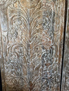 Tree of Life Wood Wall Art Hand Carved Panel White Washed Rustic Floral Decor 