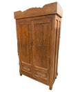 Antique Indian Carved Wooden Armoire | Rustic Sunburst FarmhouseCabinet