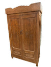 Antique Indian Carved Wooden Armoire | Rustic Sunburst FarmhouseCabinet