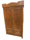 Antique Indian Carved Wooden Armoire | Rustic Sunburst FarmhouseCabinet
