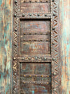 Antique Distress Blue Haveli Door – Rustic Carved Farmhouse Barndoor