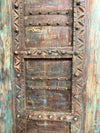 Antique Distress Blue Haveli Door – Rustic Carved Farmhouse Barndoor