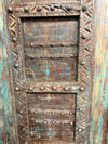 Antique Distress Blue Haveli Door – Rustic Carved Farmhouse Barndoor