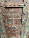 Antique Distress Blue Haveli Door – Rustic Carved Farmhouse Barndoor