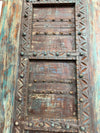 Antique Distress Blue Haveli Door – Rustic Carved Farmhouse Barndoor
