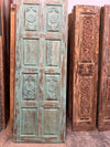 Vintage Indian Carved Door Sunburst Rustic Carved Farmhouse Barn Door