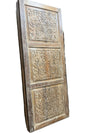 Antique Carved Door Distressed White Sliding or Hinged Barn Door 80x36