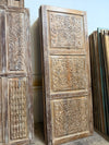 Antique Carved Door Distressed White Sliding or Hinged Barn Door 80x36