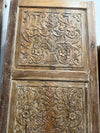 Antique Carved Door Distressed White Sliding or Hinged Barn Door 80x36