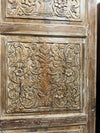 Antique Carved Door Distressed White Sliding or Hinged Barn Door 80x36