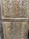 Antique Carved Door Distressed White Sliding or Hinged Barn Door 80x36